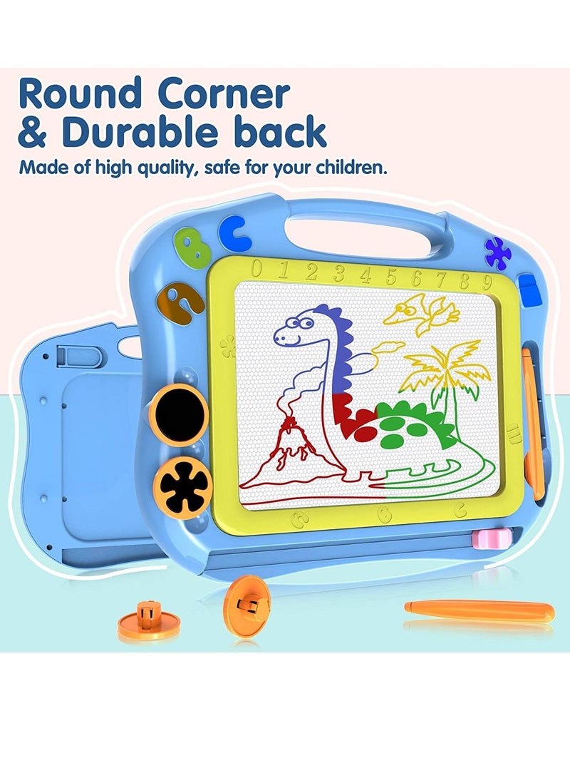 SYOSI Magnetic Drawing Board table with Stamps Erasable Magnet Writing Sketching Pad for Toddlers Learning   Education Doodle Toys for 1 2 3 4 Year Old Kids, Birthday Gift Blue drawing board - Image 2