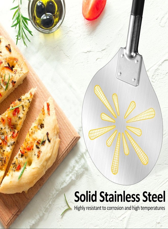 مجرفة بيتزا مثقبة مقاس 7 بوصات، مجرفة بيتزا دائرية من الفولاذ المقاوم للصدأ من ليونيو، مناسبة للطهاة والخبازين والفرن المنزلي - Image 3