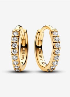 PANDORA Pandora Timeless 14k Gold-plated Sparkling Huggie Hoop Earrings for Women 263015C01  - Image 1