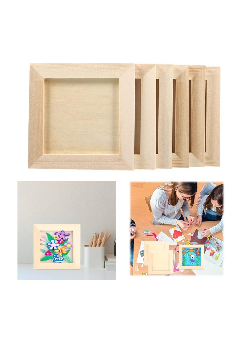 Wooden Picture Frames, Unleash Creativity with 6 DIY-Perfect 4.7x4.7 inch Unfinished Wood Photo Frames for Kids and Adults. Ideal for Arts, Crafts, and DIY Painting Projects - Image 1