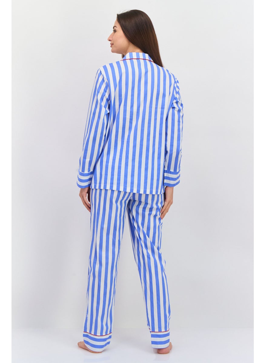 Women 2 Pieces Stripe Pajama Set, Blue - pzsku/Z651822022DC6C808F0D7Z/45/_/1737642071/efb3bdaf-1946-4555-a1ec-c8e83eaaa4d1