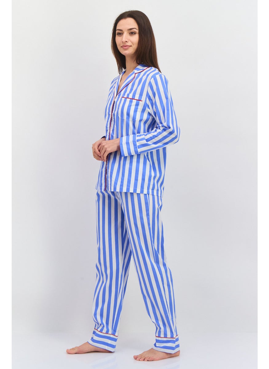 Women 2 Pieces Stripe Pajama Set, Blue - pzsku/Z651822022DC6C808F0D7Z/45/_/1737642072/9f284916-9eaa-4fc3-a2d2-2b8259bb8bac