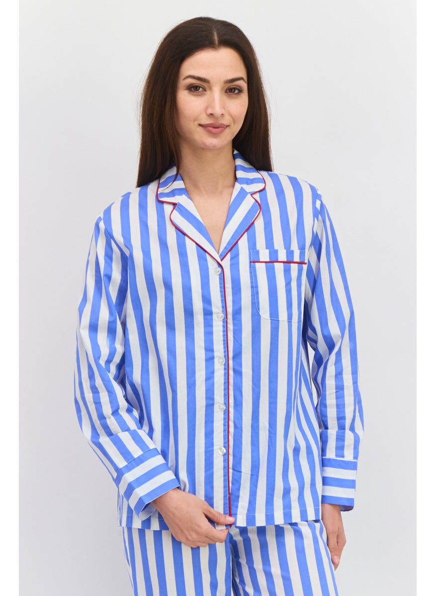 Women 2 Pieces Stripe Pajama Set, Blue - pzsku/Z651822022DC6C808F0D7Z/45/_/1737642073/28dbd554-0026-4a52-b780-87bd99830139