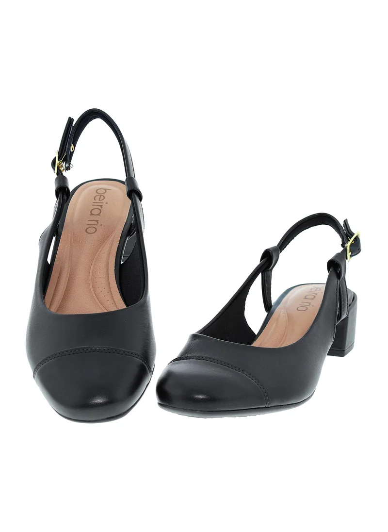 Beira Rio Black Mid Heels Sandals for Women – Sling Back Heel Sandals for Girls with Ankle Strap for Women | Best Price UAE