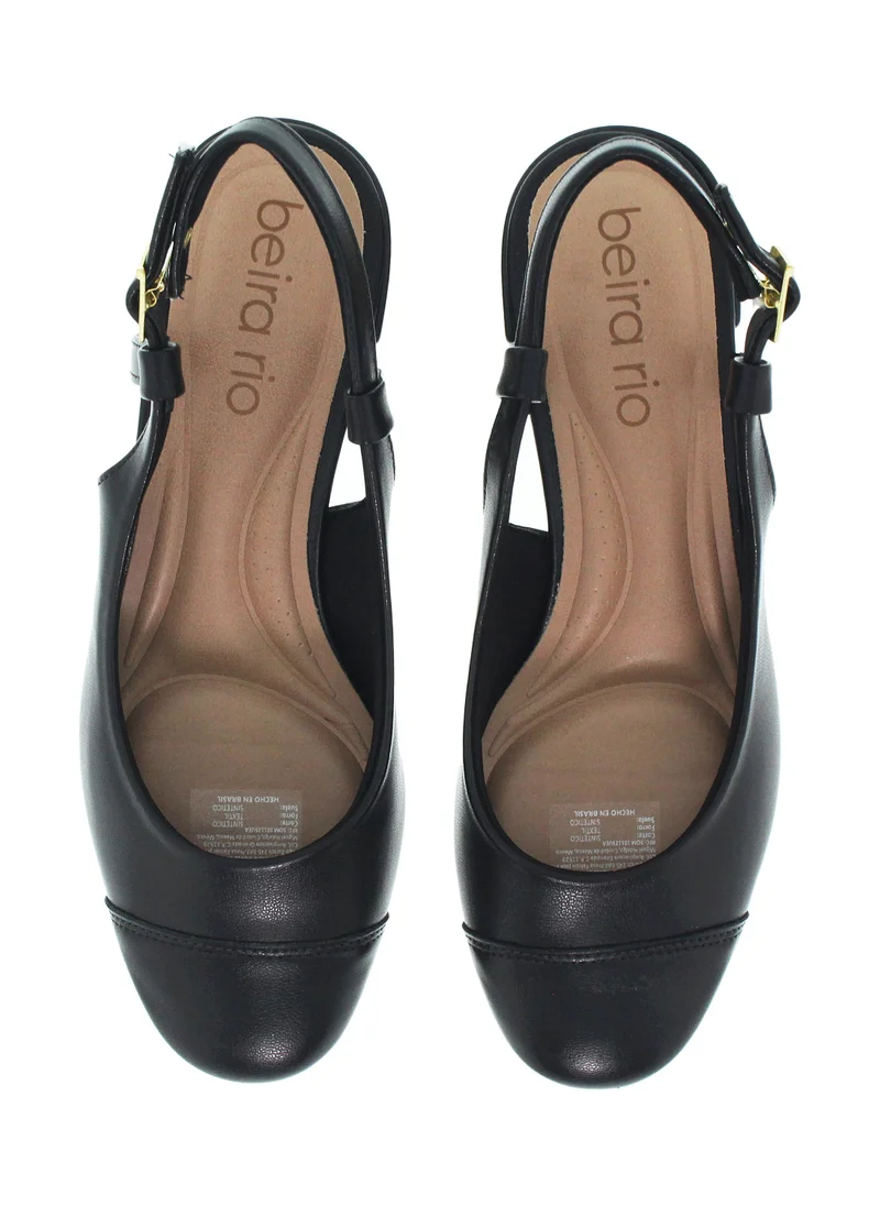 Beira Rio Black Mid Heels Sandals for Women – Sling Back Heel Sandals for Girls with Ankle Strap for Women | Best Price UAE