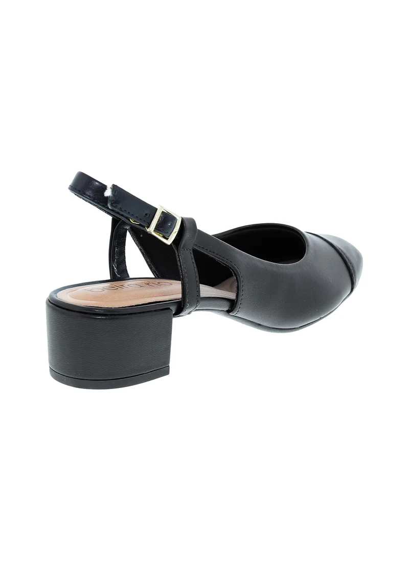 Beira Rio Black Mid Heels Sandals for Women – Sling Back Heel Sandals for Girls with Ankle Strap for Women | Best Price UAE
