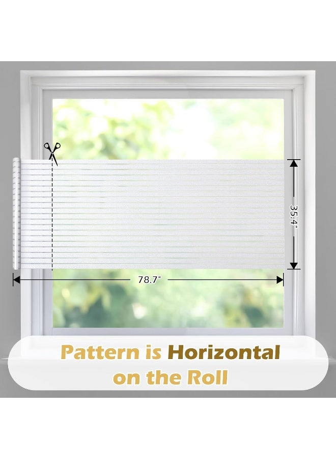 rabbitgoo Window Privacy Film Frosted Glass Film Two Way Glass Frosting Cling Non Adhesive Static Cling Front Door Covering AntiUV Reeded Window Blinds Sticker Striped Pattern 354 x 787 - Image 4