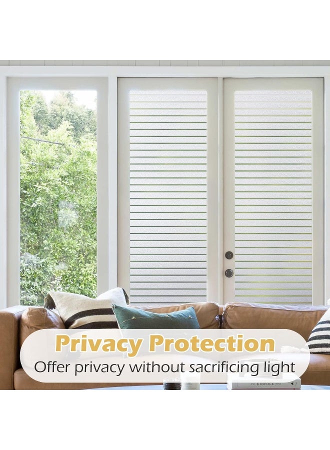 rabbitgoo Window Privacy Film Frosted Glass Film Two Way Glass Frosting Cling Non Adhesive Static Cling Front Door Covering AntiUV Reeded Window Blinds Sticker Striped Pattern 354 x 787 - Image 5