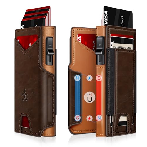 SEMORID Wallet for Men Wallet with Slim Pop Up Card Holder 9-13 Cards, Bifold Minimalist Smart Wallet RFID Blocking Credit Card Holder with ID Window & Stretchable Cash Slot Compact Metal Aluminum Card Case - Image 1
