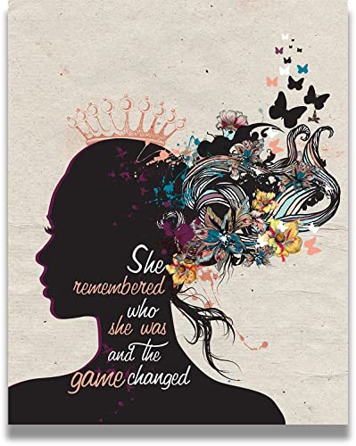 Govivo She Remembered Who She Was and The Game Changed Inspirational Wall Art - Positive Affirmations Wall Decor for Women Girls Teens Daughter - Uplifting Aesthetic Home Decor - 8x10 unframed print - Image 4