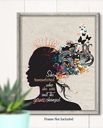 Govivo She Remembered Who She Was and The Game Changed Inspirational Wall Art - Positive Affirmations Wall Decor for Women Girls Teens Daughter - Uplifting Aesthetic Home Decor - 8x10 unframed print - Image 2