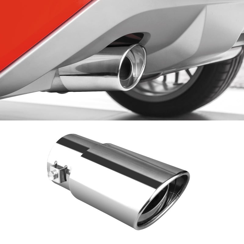 OXDFK Universal Chrome Exhaust Tip, 1.5"â€“2.1" Inlet, Stainless Steel, Adjustable Car Muffler Decorative Tip, Fits Pipes with 1.5â€“2.1" Diameter, 2.24" Outlet, 5.76" Long, Straight Pipe Kit - Image 1