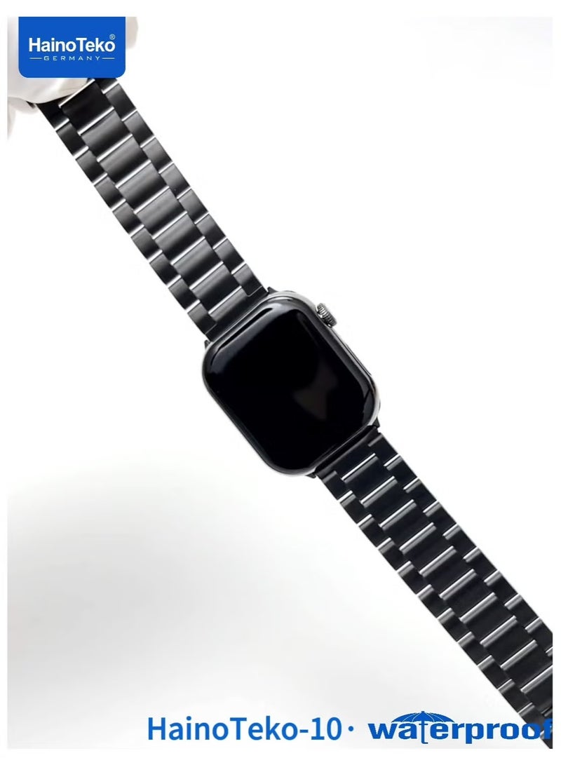 Haino Teko Waterproof Smart Watch with AMOLED Display, Voice Assistant, Social App Integration, and 3 Pair Straps for Men & Boys – Stylish Black Design, Fitness & Health Tracking, Perfect for Daily Wear  - Image 4