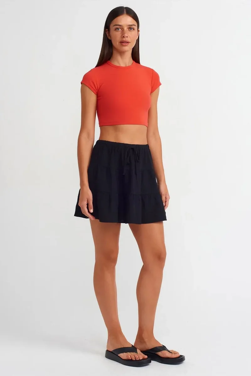 Dilvin Red DILVIN Women's Crop Slim-Fit Crew Neck T-Shirt for Women | Best Price UAE