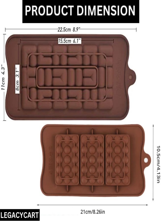 LEGACYCART Maze and 3 Slot Lego Shape Break Apart Chocolate Silicone Moulds Candy Protein Energy Bar Baking Snacks Brownie Choco Dessert Gummy Jelly Caramel Ganache Treats for Kids (Pack of 2) - Image 2