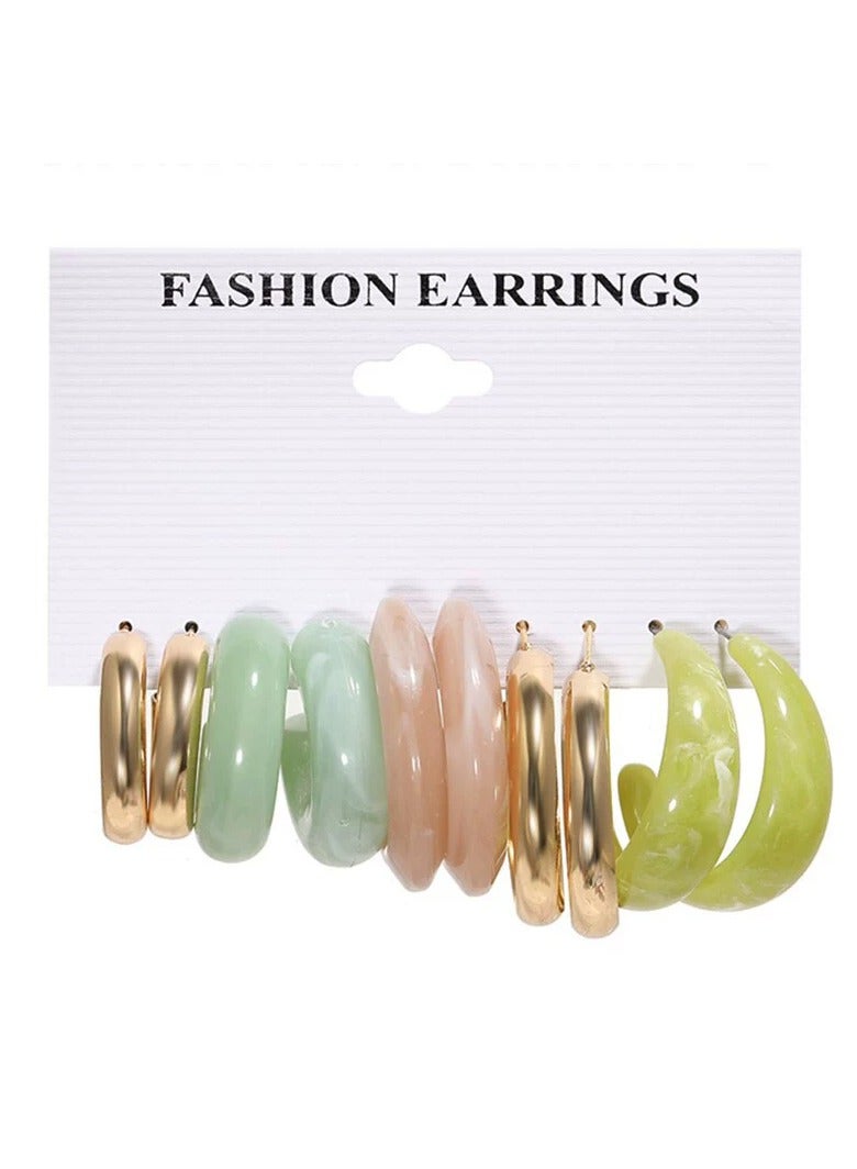 Goolsky Women’s Acrylic Color Earring Set – Simple Stylish Hoop & Stud Combo, Lightweight Daily Jewelry - Image 1