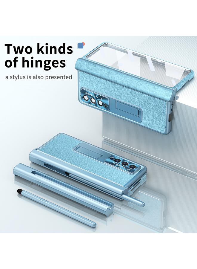 اس-توب جراب لهاتف Samsung Galaxy Z Fold3 5G بنمط الليتشي، جراب هاتف مدمج مضاد للصدمات مصنوع من غلاف مغناطيسي - Image 3