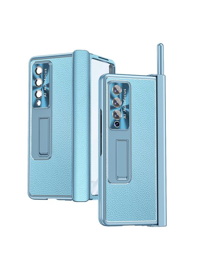 اس-توب جراب لهاتف Samsung Galaxy Z Fold3 5G بنمط الليتشي، جراب هاتف مدمج مضاد للصدمات مصنوع من غلاف مغناطيسي - Image 1