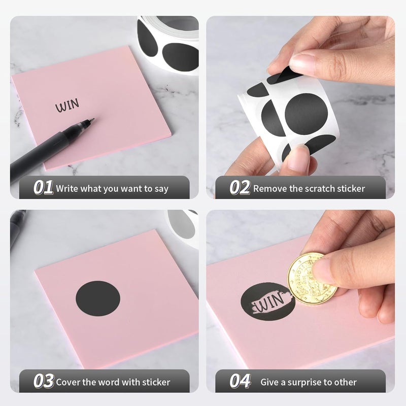 Imeepa 300 Pack Scratch Off Stickers, 2" Round Circle Scratch Off Labels, Self Adhesive Scratch Off Cards for Lottery Tickets DIY, Raffle Card Creating-Black - Image 4