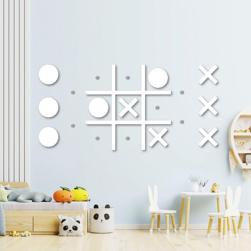 DUOLIYBC Magnetic Tic Tac Toe WallMount GameGame Room DecorHallway DecorPlayroom DecorModern Wall Decals for Kids RoomClassroomOfficesBest Gift for Family Friends White - Image 3