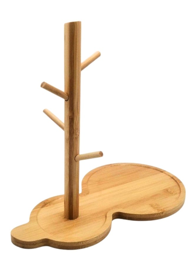 هابي هوم حامل أكواب من الخيزران على شكل كامنجا – رف تجفيف أكواب أنيق مع قاعدة مستقرة و4 خطافات لتعليق الأكواب أو الكؤوس الزجاجية – تصميم ديكور عصري للمطبخ أو المكتب - Image 3