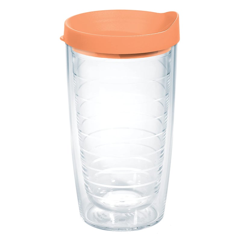 Tervis Clear  Colorful Lidded Made in USA Double Walled Insulated Tumbler Travel Cup Keeps Drinks Cold  Hot 16oz Citrus Sunrise Lid