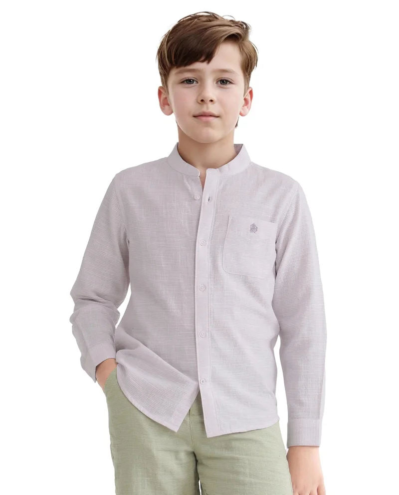 رير ونز Rare Ones Kids Nexo Purple Cotton Half Sleeve Button Striped Regular Fit Shirt