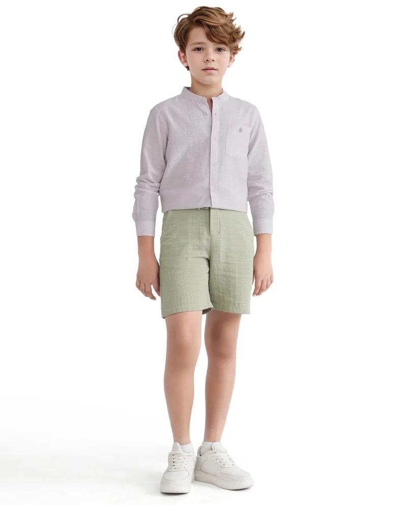 رير ونز Rare Ones Kids Nexo Purple Cotton Half Sleeve Button Striped Regular Fit Shirt