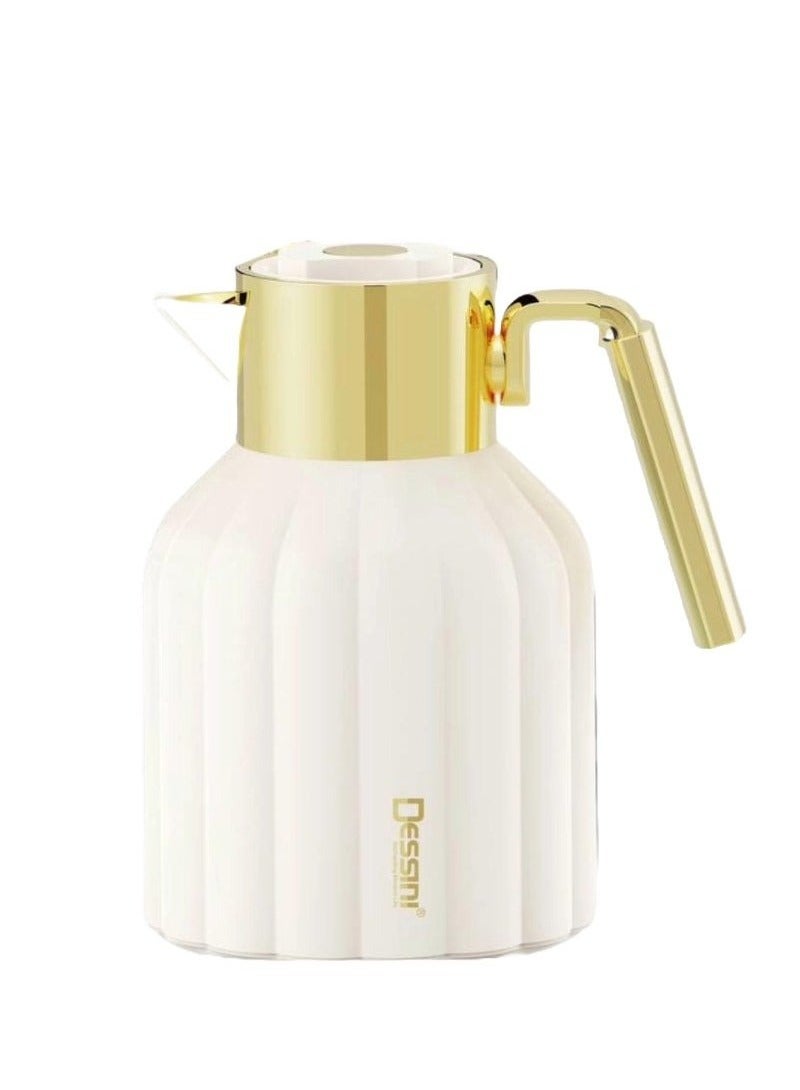 Dessini Tea & Coffee Vacuum Flask 1L  Beige/Gold