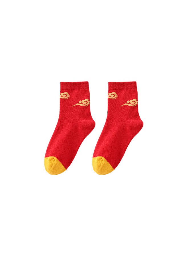 Hodo Children's Socks Boys And Girls Red New Year Cotton Mid-calf Socks 2 Pairs W5030 20-22cm - Image 3