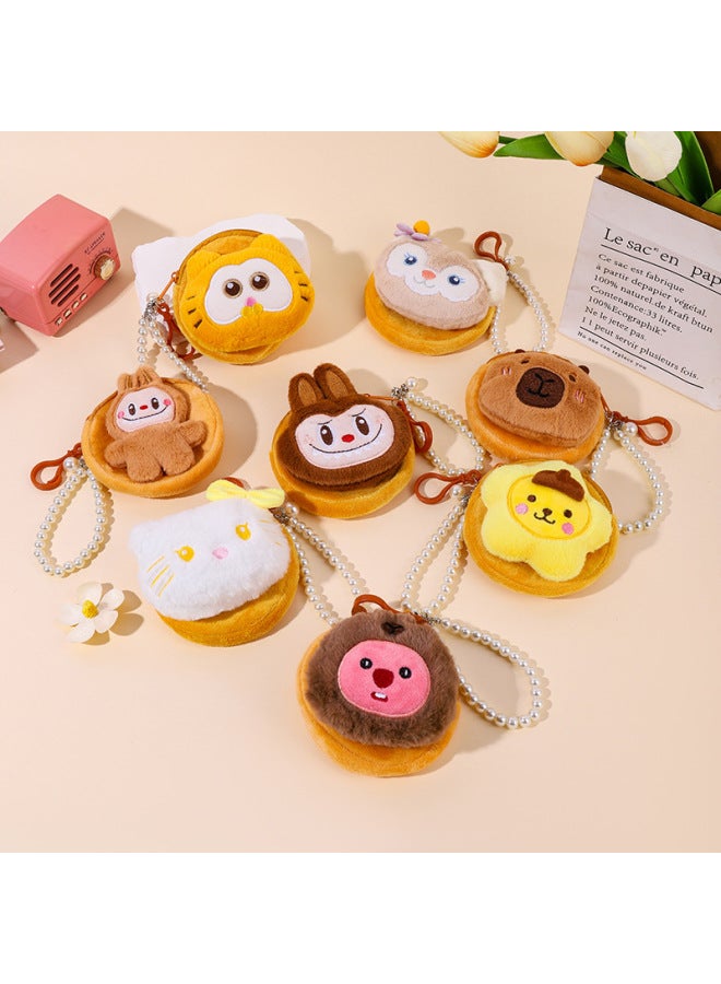 Pearl Round Hanging Buckle Plush Bag Cute Three-Dimensional Doll Bag Bag Yugui Dog Melody Labubu Coin Purse-Color:32