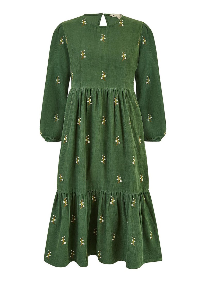 يامي فستان ميدي كوردروي بنقشة الزهور - Image 4