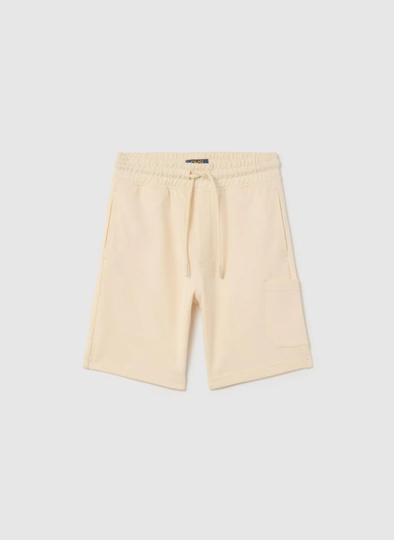 Ovs Cotton Bermuda Shorts With Drawstring