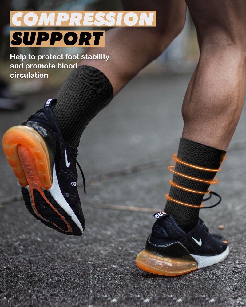 PAPLUS 3 Pairs Running Compression Socks for Men & Women, Atheltic Crew Socks with Cushion, Arch Support for Hiking, Cycling - Image 4