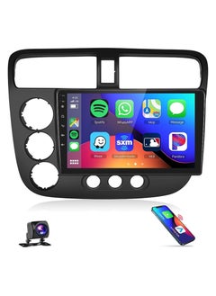 Android Car Stereo for Honda Civic 2001 2002 2003 2004 2005 6GB RAM 128GB ROM 9 Inch Support SIM Card, Apple Carplay, MirrorLink WiFi BT, IPS Touch Screen with AHD Camera Included