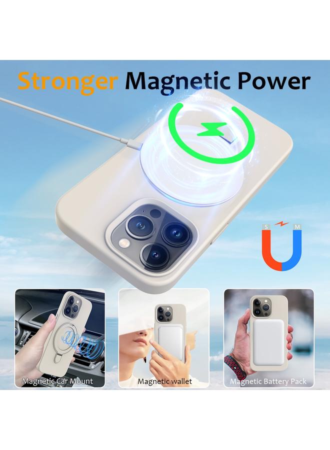 S-TOP Case For iPhone 15 Pro Liquid Silicone MagSafe Magnetic Phone Case with Ring Holder - Image 3