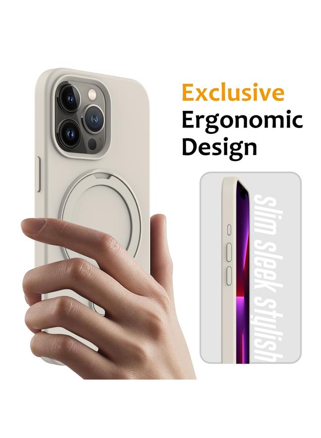 S-TOP Case For iPhone 15 Pro Liquid Silicone MagSafe Magnetic Phone Case with Ring Holder - Image 2