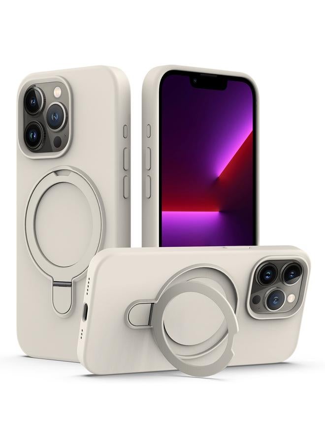 S-TOP Case For iPhone 15 Pro Liquid Silicone MagSafe Magnetic Phone Case with Ring Holder - Image 1