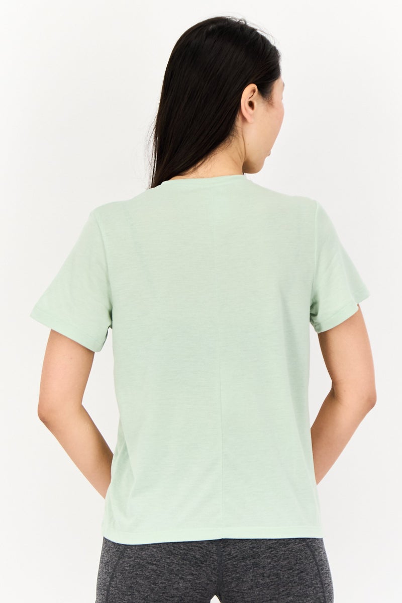 Reebok تي شيرت تدريب قصير الأكمام للنساء، أخضر مريمي - Image 3