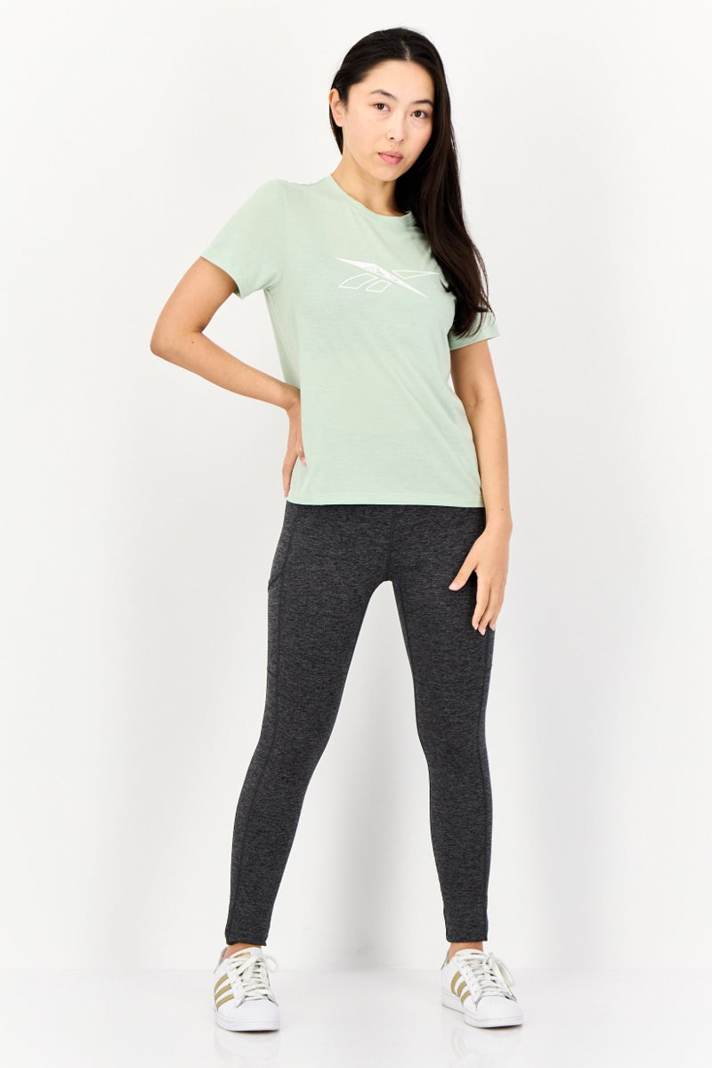 Reebok تي شيرت تدريب قصير الأكمام للنساء، أخضر مريمي - Image 4