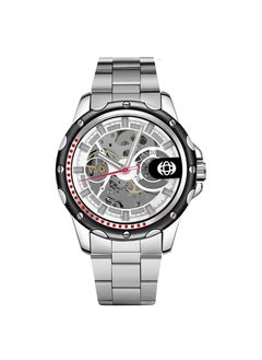 Generic Mens Skeleton Automatic Watch Silicone StrapBlack and White silver core steel belt Black and White silver core steel belt 