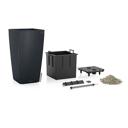 Lechuza 13138 Cubico Color 30 Self-Watering Planter for Indoor and Outdoor Use, 12" x 12" x 22", Slate - Image 2