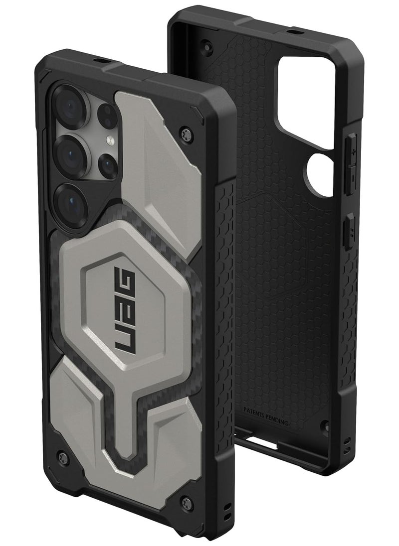 Urban Armor Gear - UAG Monarch Pro MagSafe for Samsung Galaxy S25 ULTRA Case Cover [25 Feet Drop tested] - Titanium - Image 1