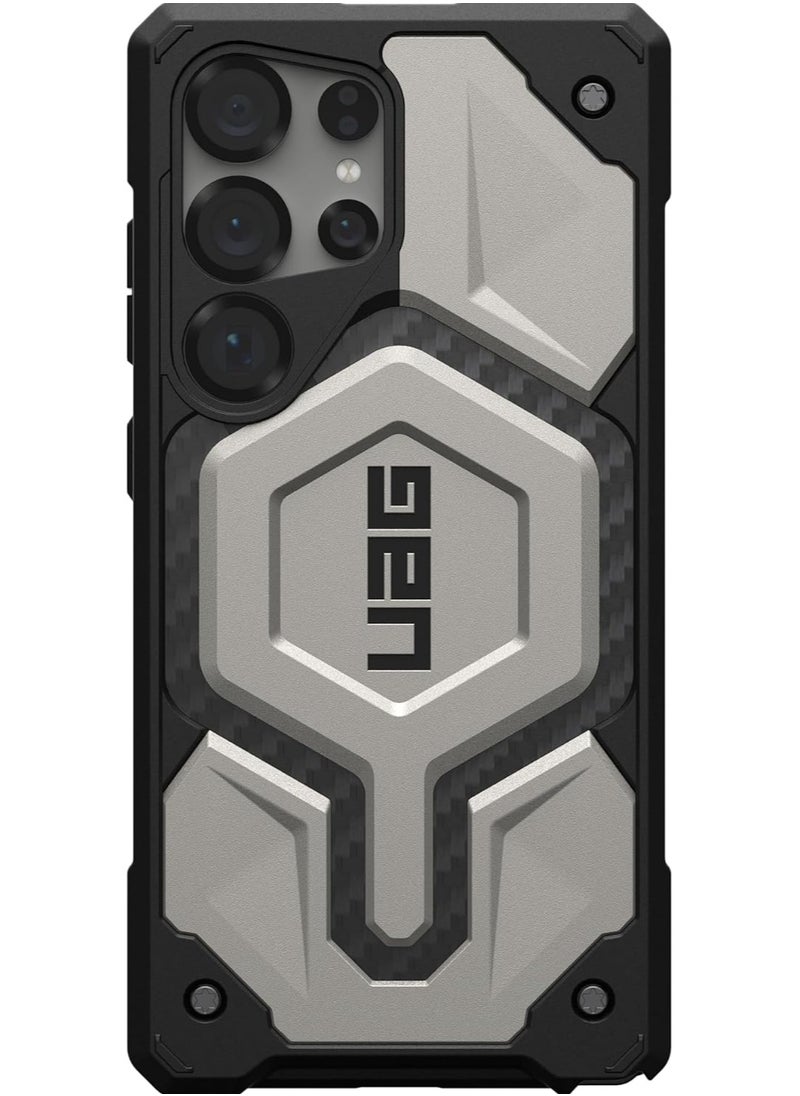 Urban Armor Gear - UAG Monarch Pro MagSafe for Samsung Galaxy S25 ULTRA Case Cover [25 Feet Drop tested] - Titanium - Image 1