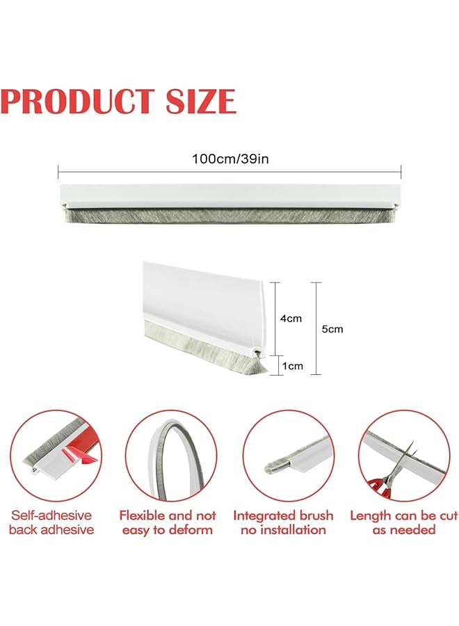 إيروريكس مانع تيار الهواء أسفل الباب لمنع تسرب الهواء وعزل الغبار والصوت، مانع تسرب أسفل الباب لمنع تسرب الغبار والصوت، مقاوم للرياح والأمطار 100 سم * 53 مم - Image 3