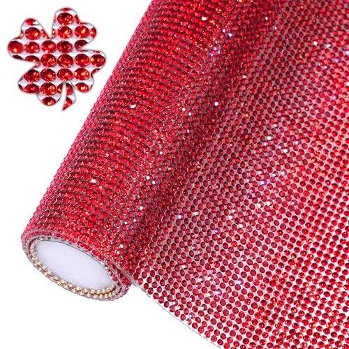 Locacrystal Bling Rhinestone Sticker DIY Car Decoration Stickers SelfAdhesive Hotfix Glitter Crystal Gem Sheet Sticker for Craft Decoration with 19440Pcs 2mm RhinestonesRedLight Siam94 x 158