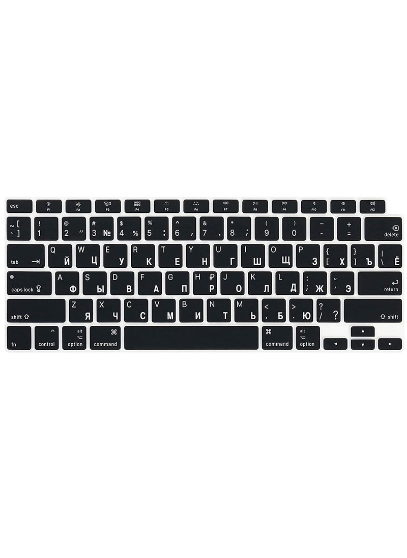 Ntech Russian/English Language Black Keyboard Silicone Cover Skin Compatible MacBook Air 13" 13.3-inch (A2179,2020 Release) with Touch ID Retina Display US Version  - Image 1
