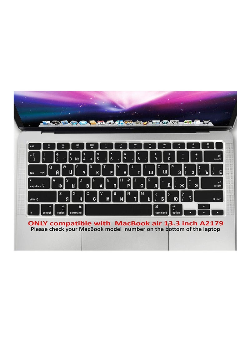 Ntech Russian/English Language Black Keyboard Silicone Cover Skin Compatible MacBook Air 13" 13.3-inch (A2179,2020 Release) with Touch ID Retina Display US Version  - Image 2
