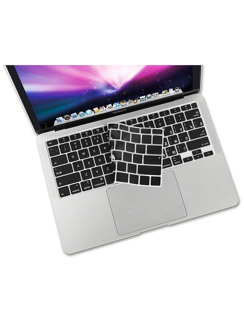Ntech Russian/English Language Black Keyboard Silicone Cover Skin Compatible MacBook Air 13" 13.3-inch (A2179,2020 Release) with Touch ID Retina Display US Version  - Image 4