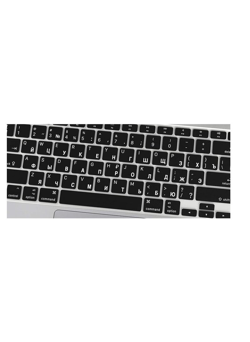 Ntech Russian/English Language Black Keyboard Silicone Cover Skin Compatible MacBook Air 13" 13.3-inch (A2179,2020 Release) with Touch ID Retina Display US Version  - Image 3